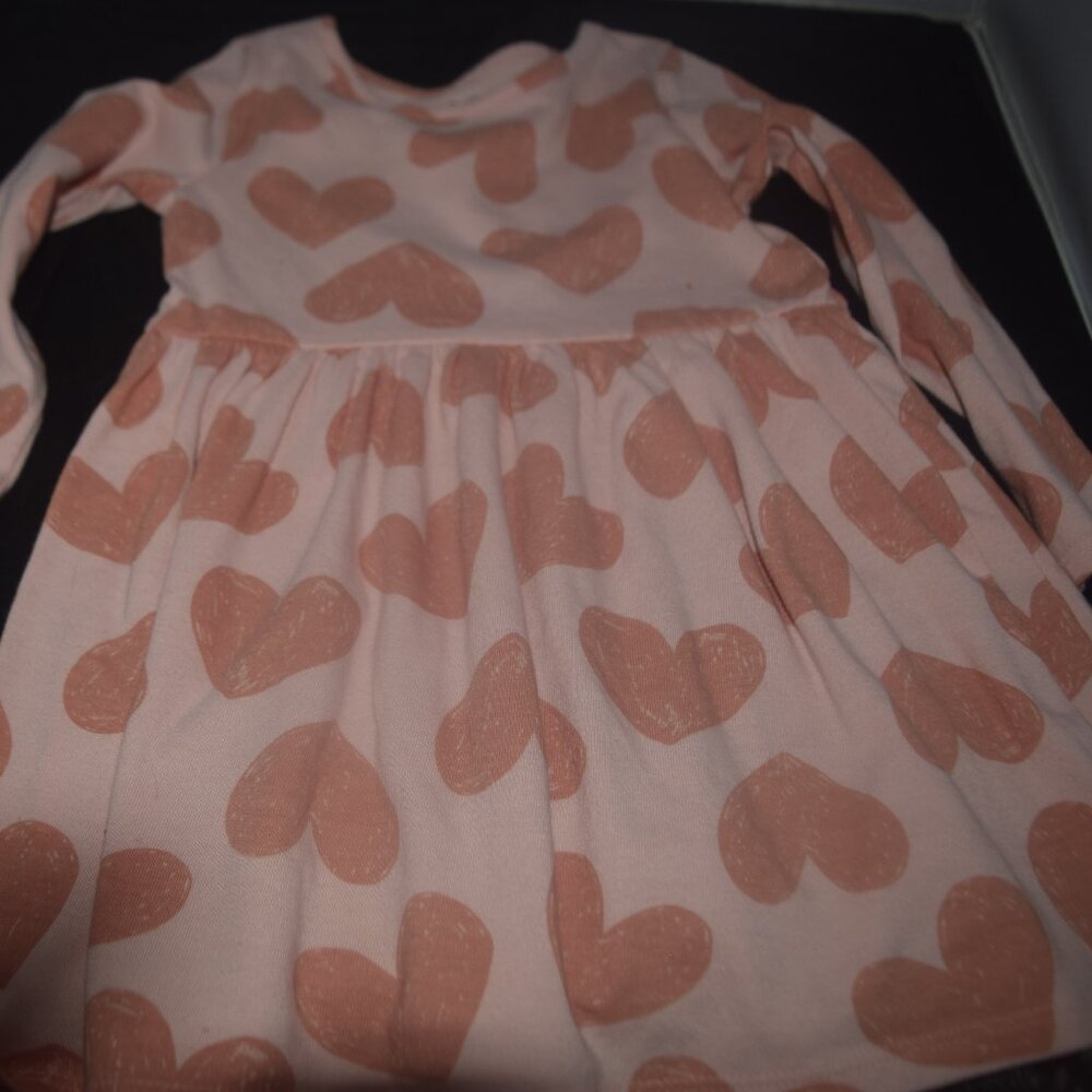 Cat & Jack long-sleeve hearts dress in rose pink 3T